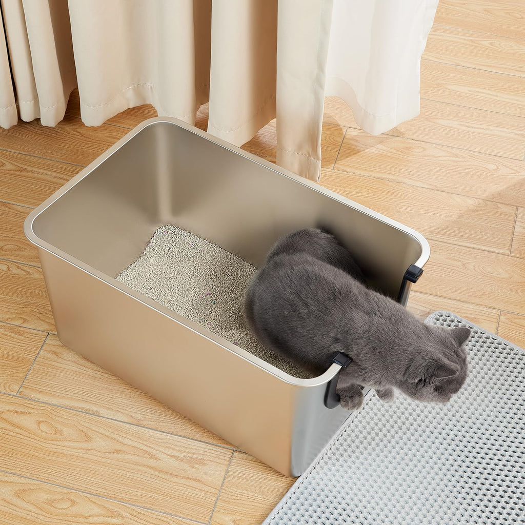 Extra Large Stainless Steel Cat Litter Box with High Sides E811