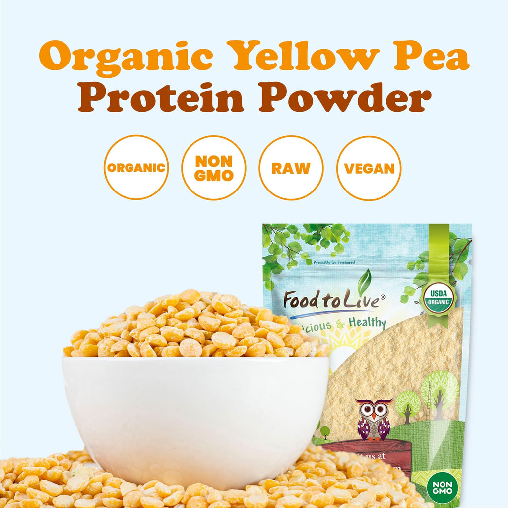 Organic Pea Protein Powder, 1 Pound, Non-GMO, 80% Protein, Vegan, Unflavored H7959