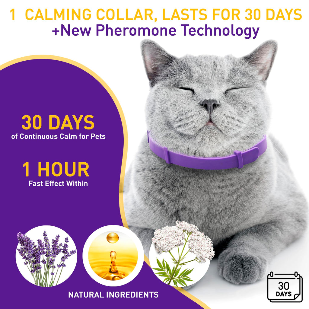 4 Pack Adjustable Water Resistant Calming Collar for Cats Q9907