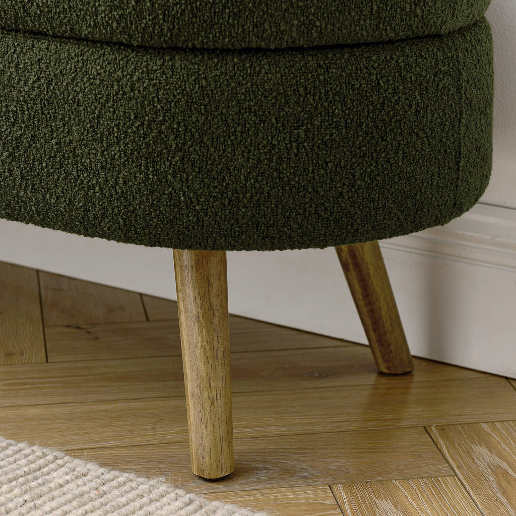 Oval Storage Bench with Rubber Wood Legs Green N79975