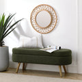 Oval Storage Bench with Rubber Wood Legs Green N79975