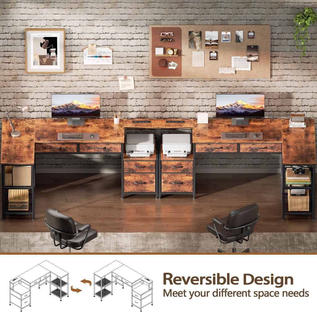 57" L Shaped Computer Desk with Power Outlet S358