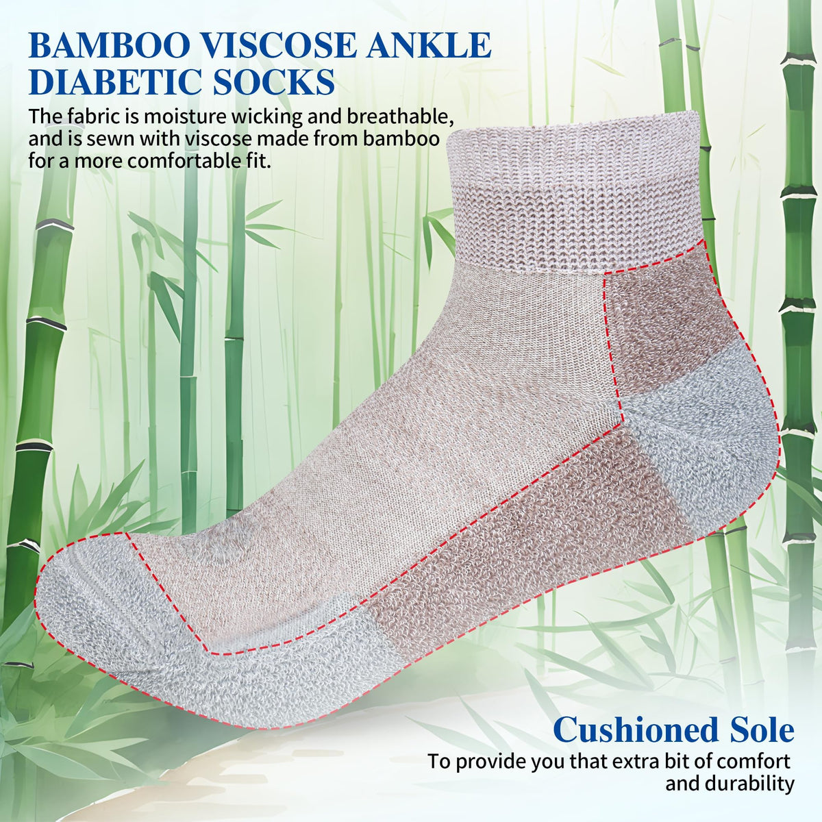Diabetic Socks for Men, 10 Pairs Ankle & Low Cut Size 9-15 O8240