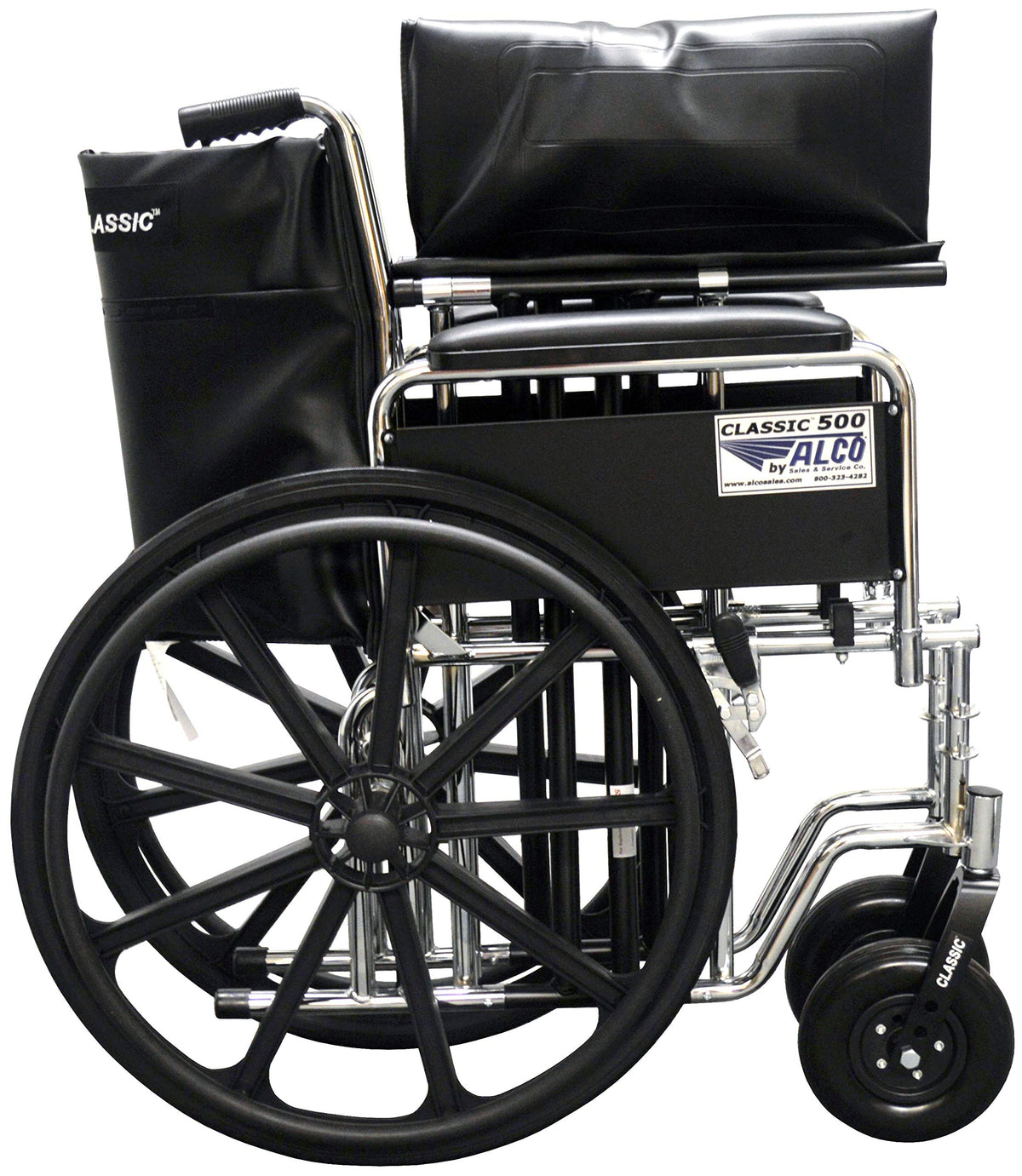 22" Heavy Duty Chrome Wheelchair with Removable Full Arms W235