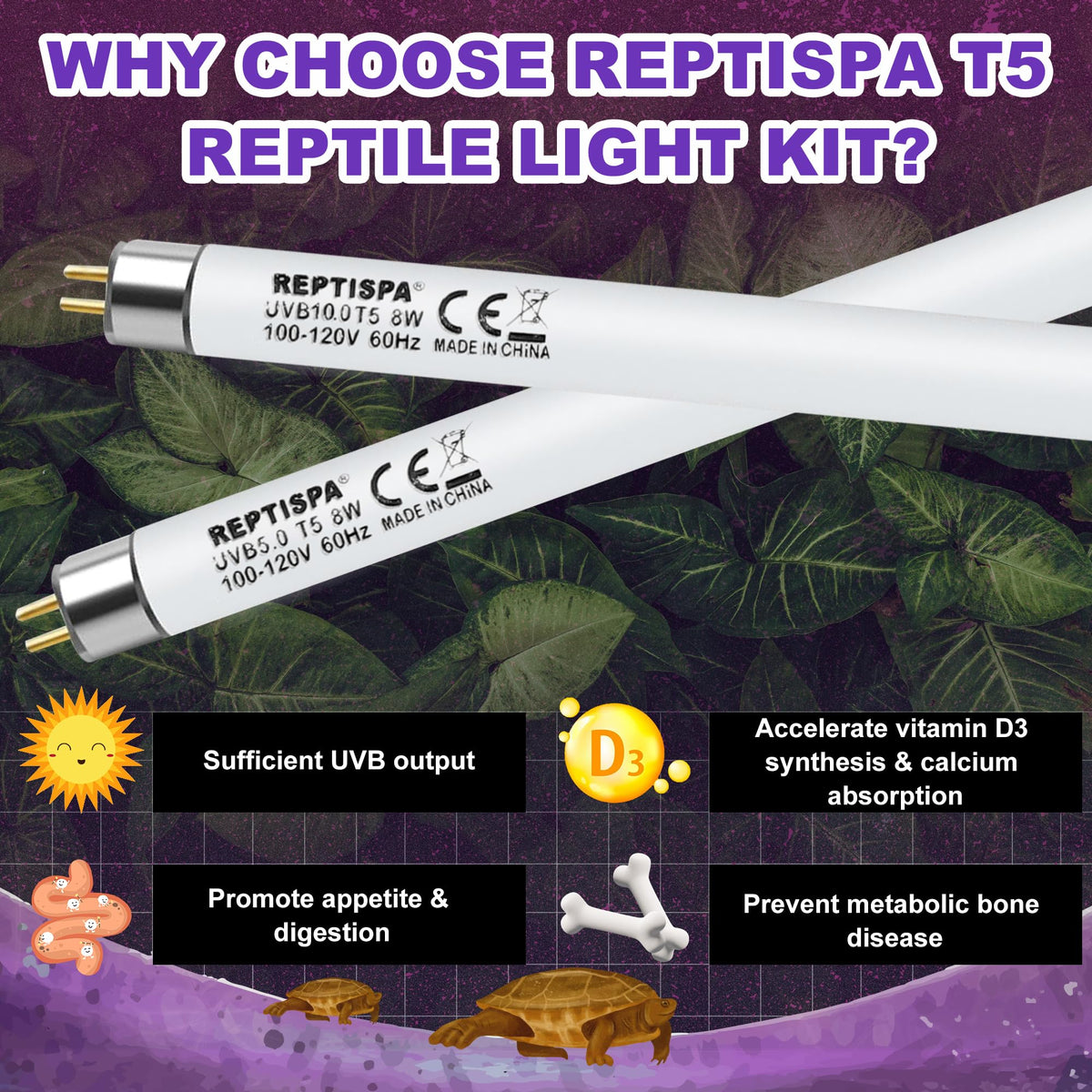 8W T5 HO UVB Fluorescent Light Fixture Combo Kit N385