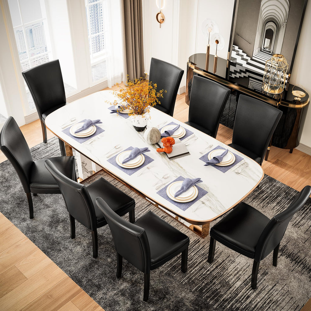 Set of 2 Faux Leather Upholstered Dining Chairs with Solid Wood Legs G900