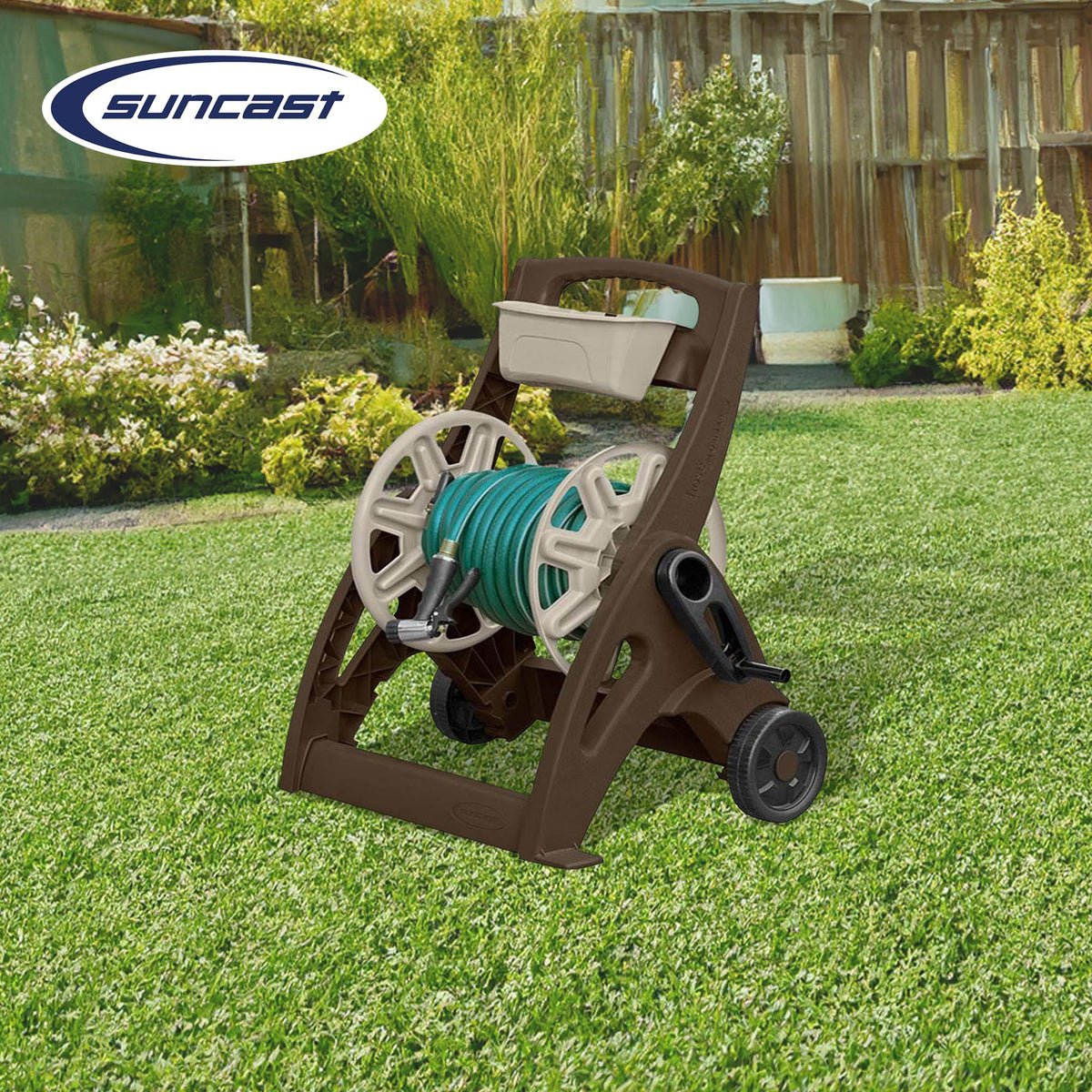 Lightweight Portable Garden Hose Reel Cart with Wheels and Crank Handle Q9728